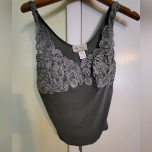 NWOT Fashque Grey Accented Bodice Tank Top Sz OS Plus
